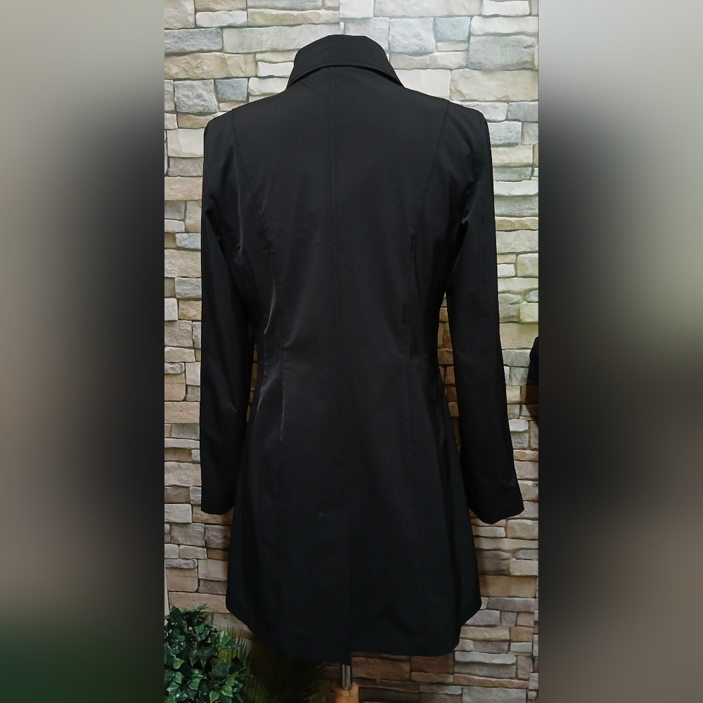 Like New L8 Medium Womens Classic Black Trench Coat - Picture 4 of 7